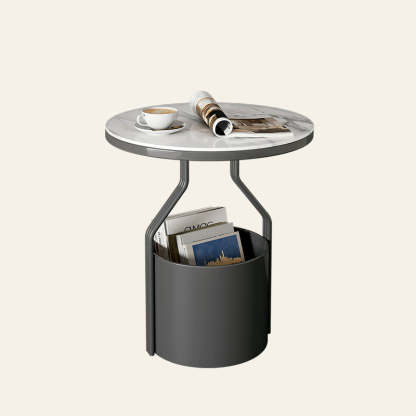 Modern Rock Panel Tempered Glass End Table