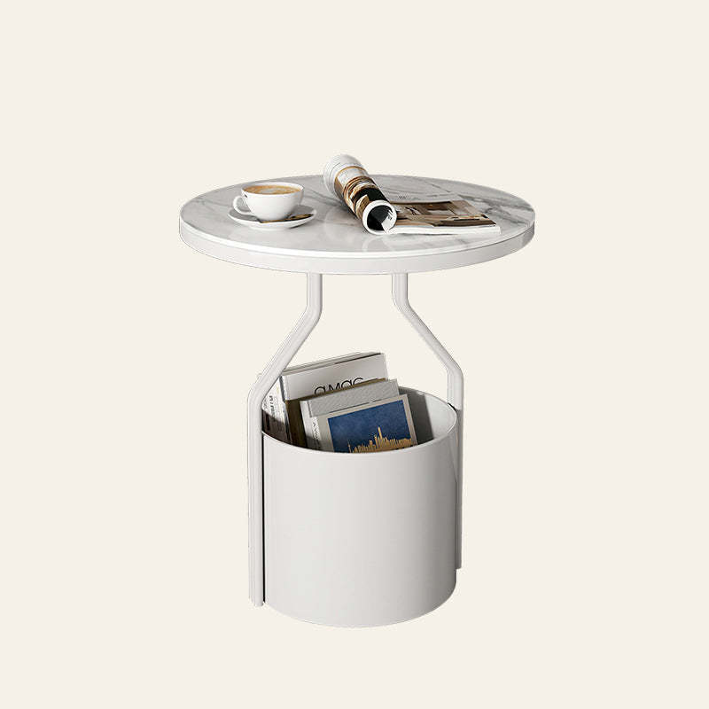 Modern Rock Panel Tempered Glass End Table