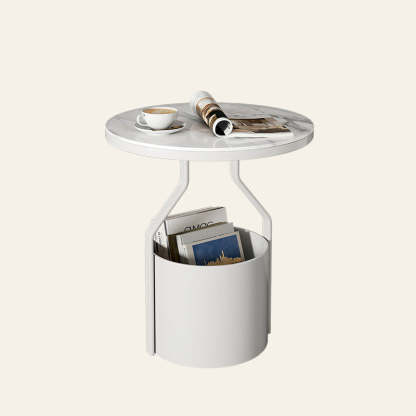 Modern Rock Panel Tempered Glass End Table