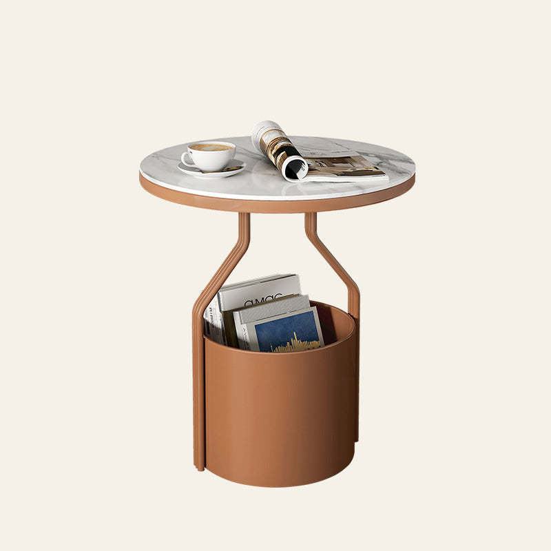 Modern Rock Panel Tempered Glass End Table