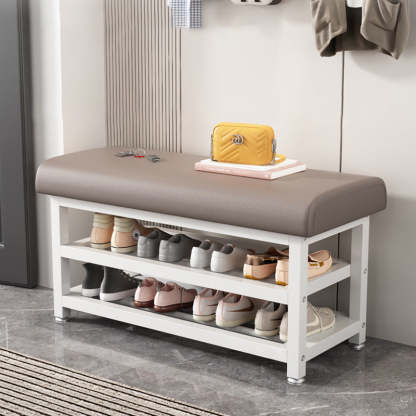 Minimalist Tech Cloth Iron Shoe Storage — Beige / Black