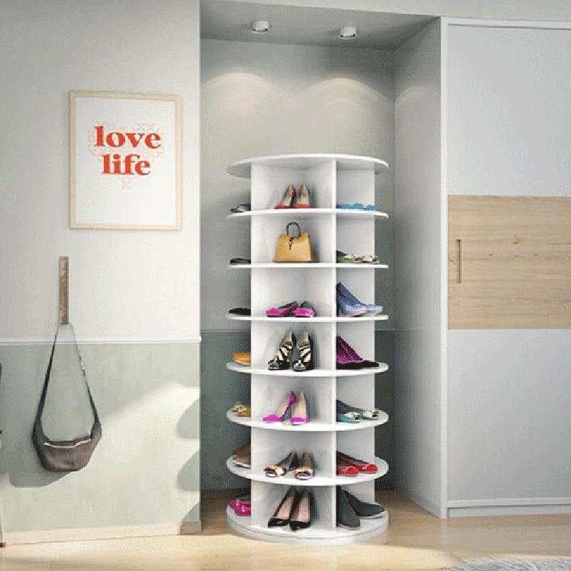 Minimalist Round Wood Shoe Storage 4/5/6/7-Tier — 4