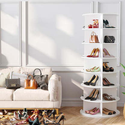 Minimalist Round Wood Shoe Storage 4/5/6/7-Tier — 5