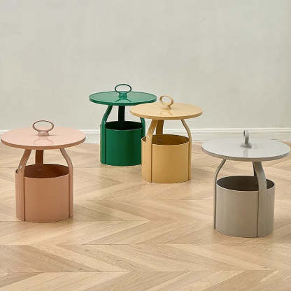 Scandinavian Round Barrel End Table — Cream White