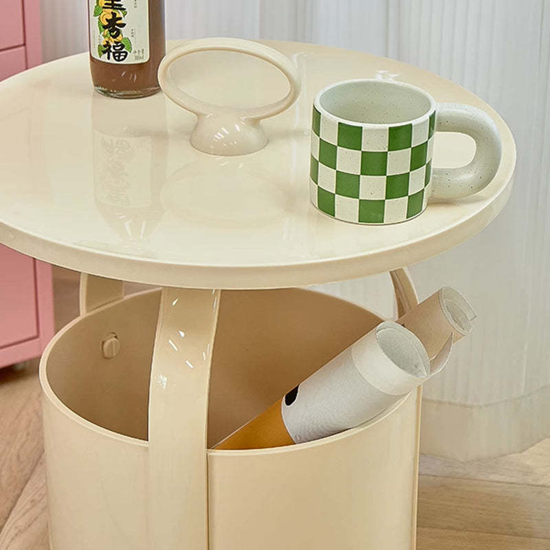 Scandinavian Round Barrel End Table — Pink