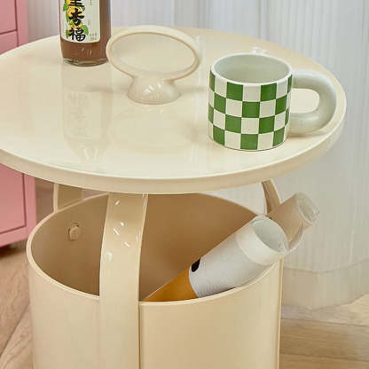 Scandinavian Round Barrel End Table — Pink