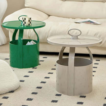 Scandinavian Round Barrel End Table — Green
