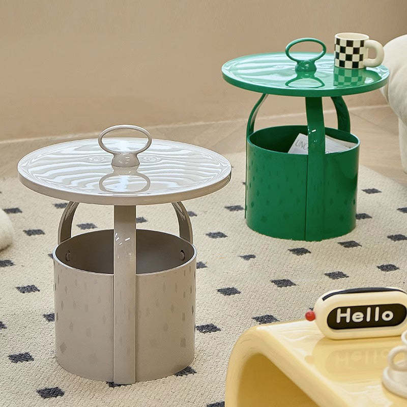 Scandinavian Round Barrel End Table — Yellow