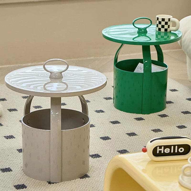 Scandinavian Round Barrel End Table