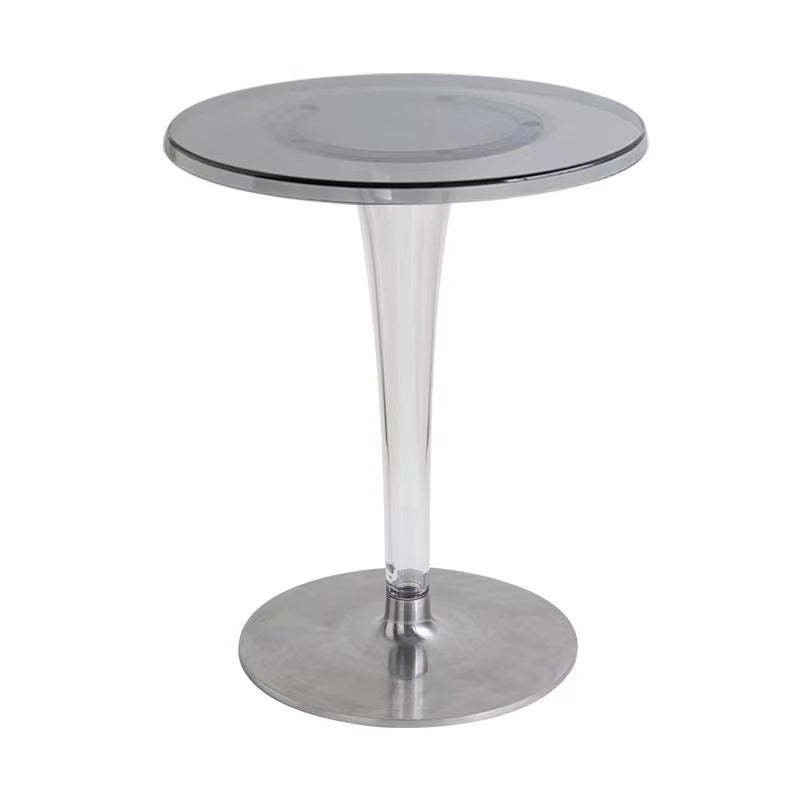Minimalist cylinder end & side tables in aluminum glass
