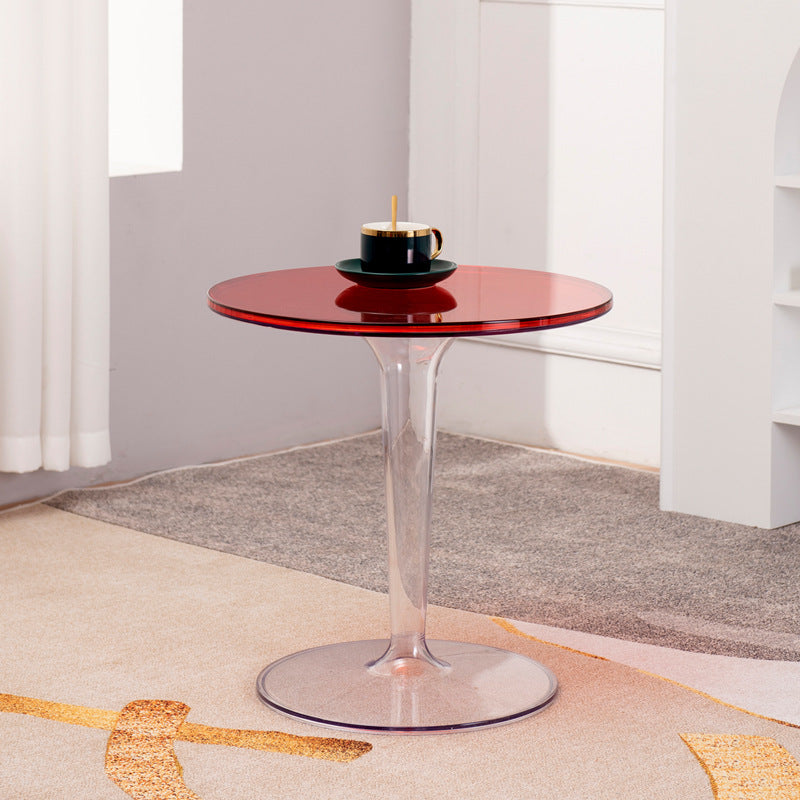 Modern Cylinder Acrylic End Table — Smoke Gray