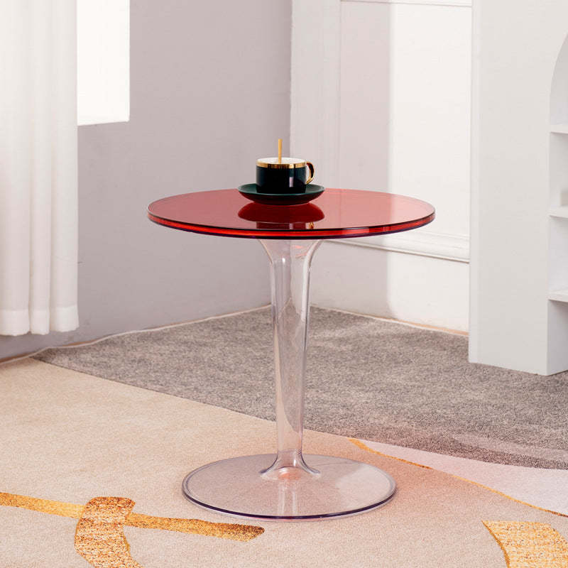 Modern Cylinder Acrylic End Table — Smoke Gray