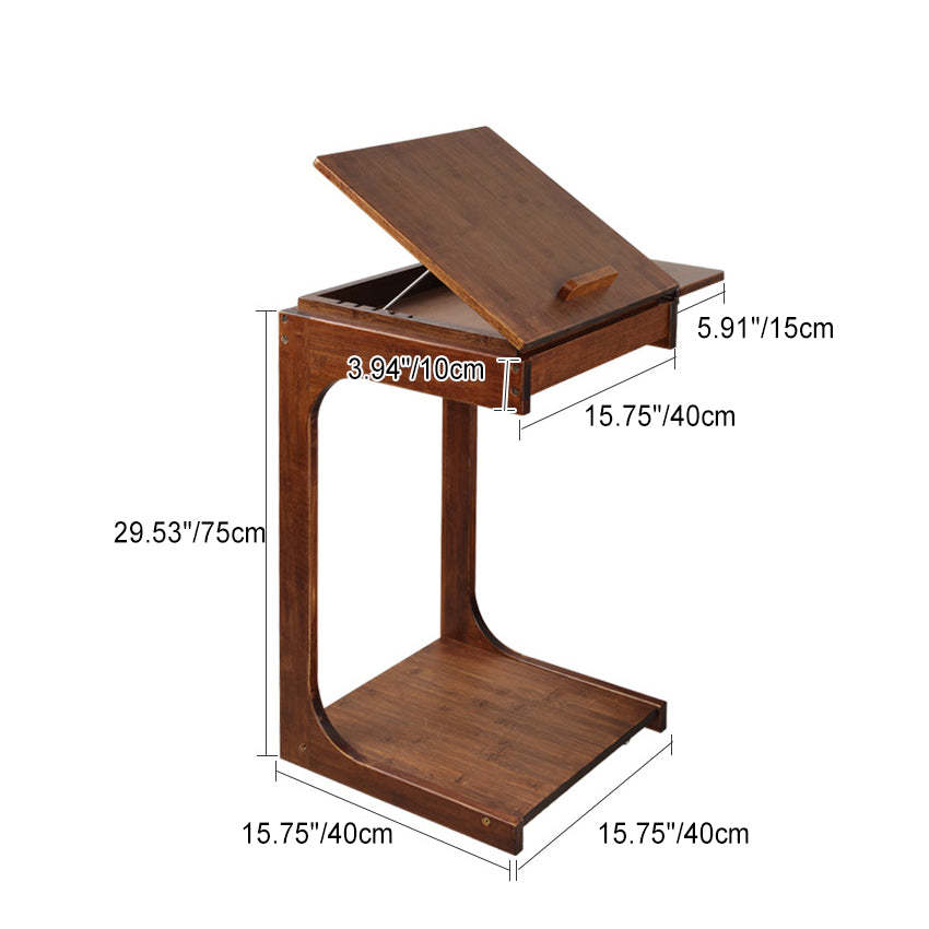 Minimalist C-Shape Wood End Table 2-Tier