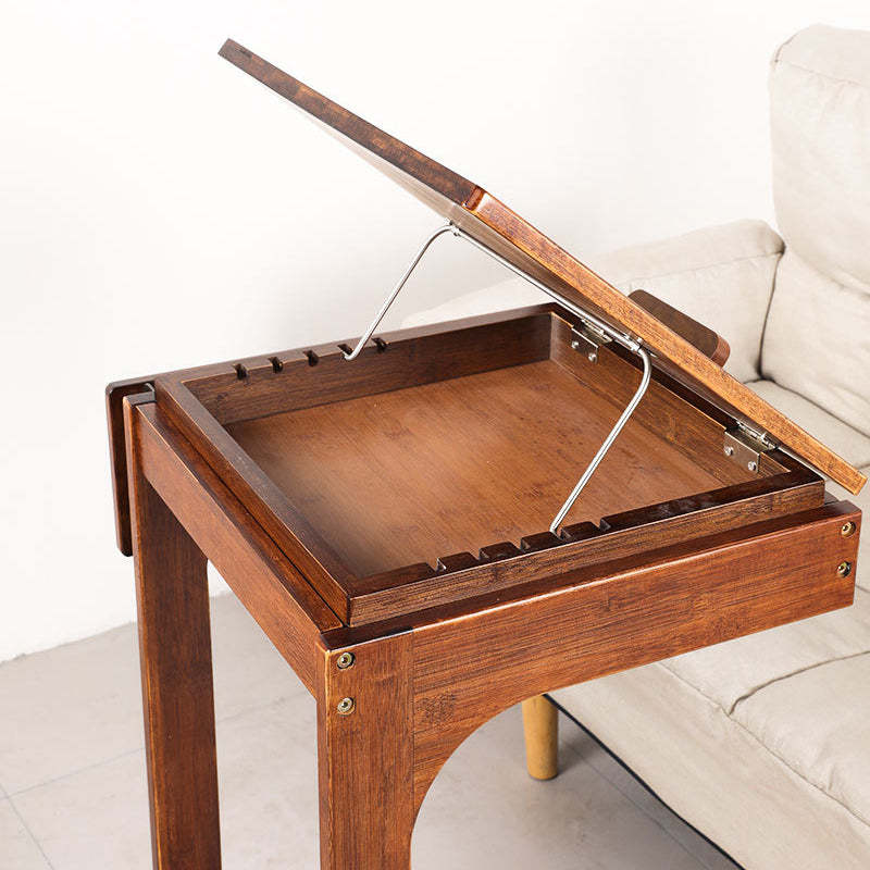 Minimalist C-Shape Wood End Table 2-Tier