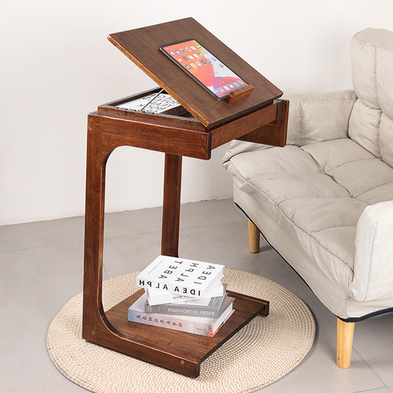 Lighom minimalist c-shape end wood end & side tables
