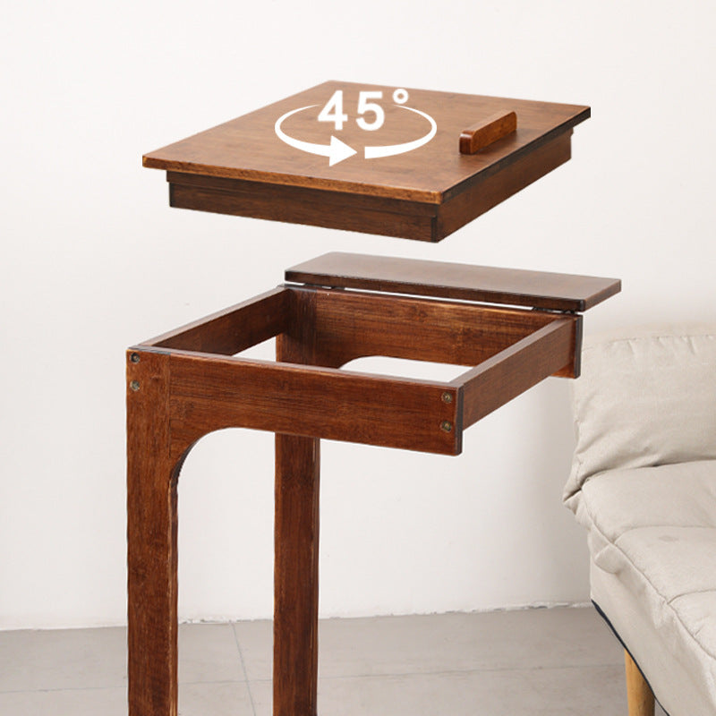 Minimalist C-Shape Wood End Table 2-Tier