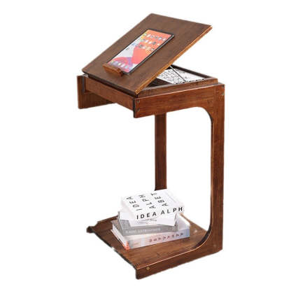 Minimalist C-Shape Wood End Table 2-Tier