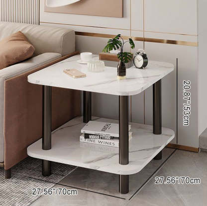 Scandinavian Cylinder Wood End Table 2-Tier — Black