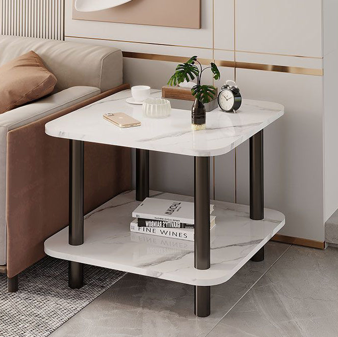 Scandinavian Cylinder Wood End Table 2-Tier — Black