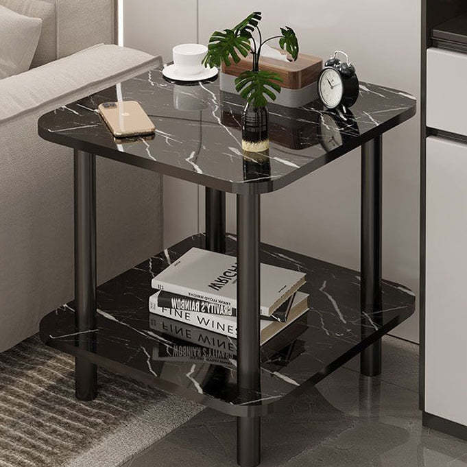 Scandinavian Cylinder Wood End Table 2-Tier — White
