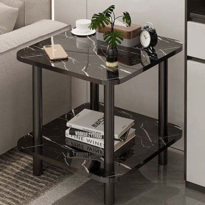 Scandinavian Cylinder Wood End Table 2-Tier — White