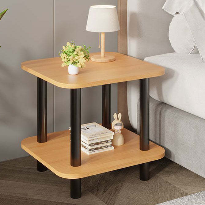 Scandinavian Cylinder Wood End Table 2-Tier — Wood Color