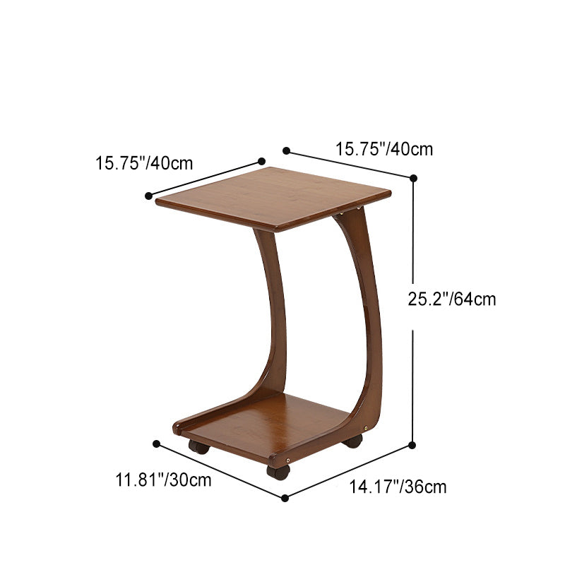 Minimalist C-Shape Bamboo End Table 2-Tier
