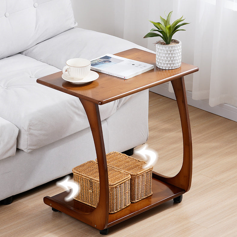 Minimalist C-Shape Bamboo End Table 2-Tier