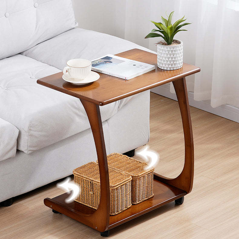 Minimalist C-Shape Bamboo End Table 2-Tier