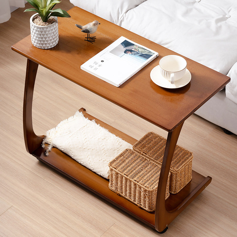 Minimalist C-Shape Bamboo End Table 2-Tier