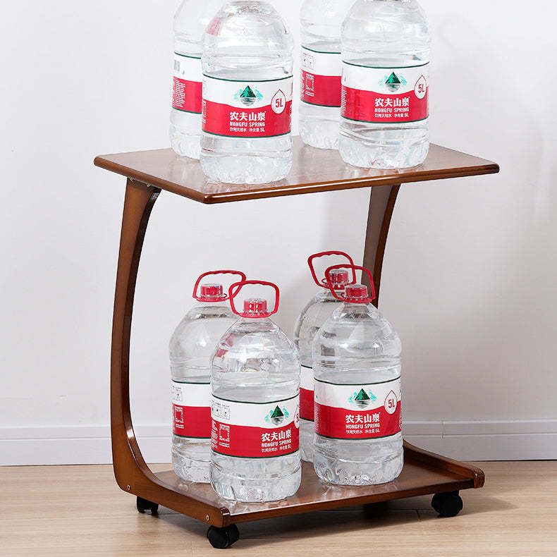 Minimalist C-Shape Bamboo End Table 2-Tier