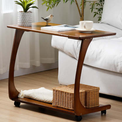 Minimalist C-Shape Bamboo End Table 2-Tier