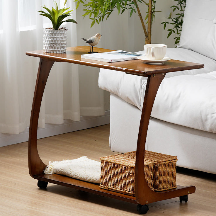 Minimalist C-Shape Bamboo End Table 2-Tier