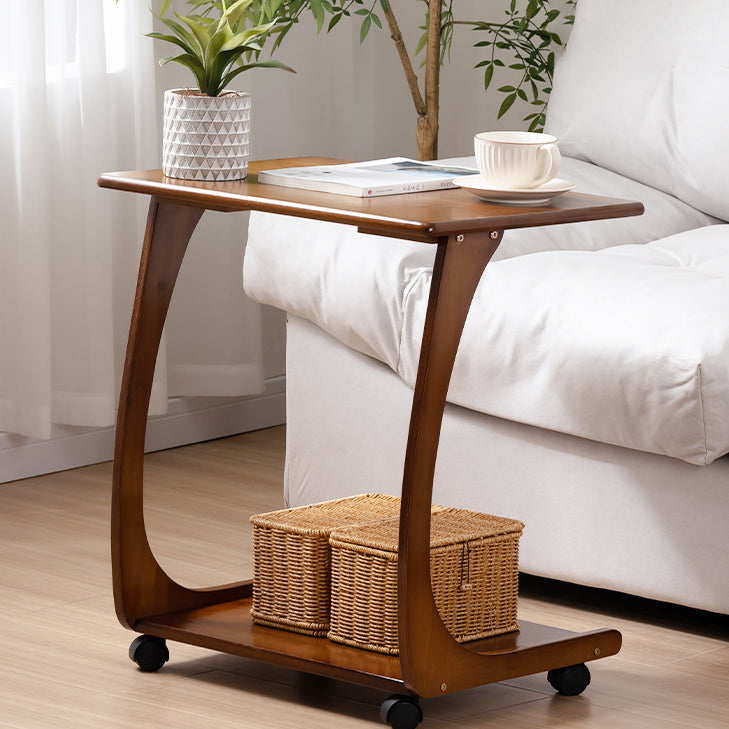 Minimalist C-Shape Bamboo End Table 2-Tier
