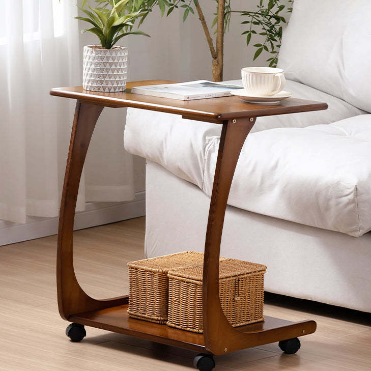 Minimalist C-Shape Bamboo End Table 2-Tier