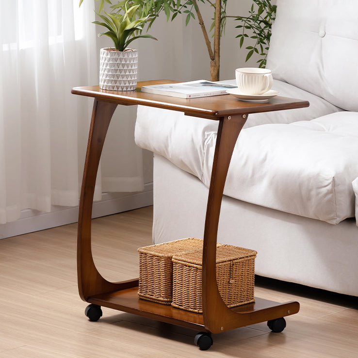 Minimalist C-Shape Bamboo End Table 2-Tier