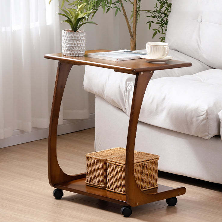 Minimalist C-Shape Bamboo End Table 2-Tier