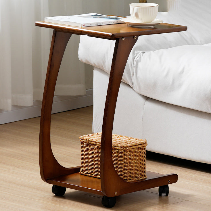 Minimalist C-Shape Bamboo End Table 2-Tier
