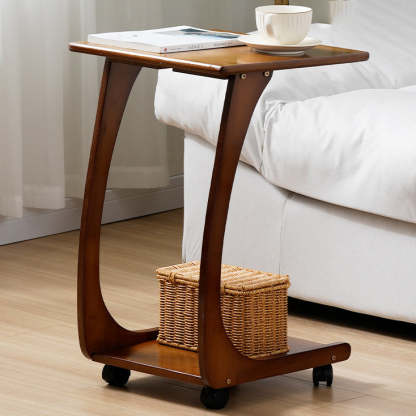 Minimalist C-Shape Bamboo End Table 2-Tier