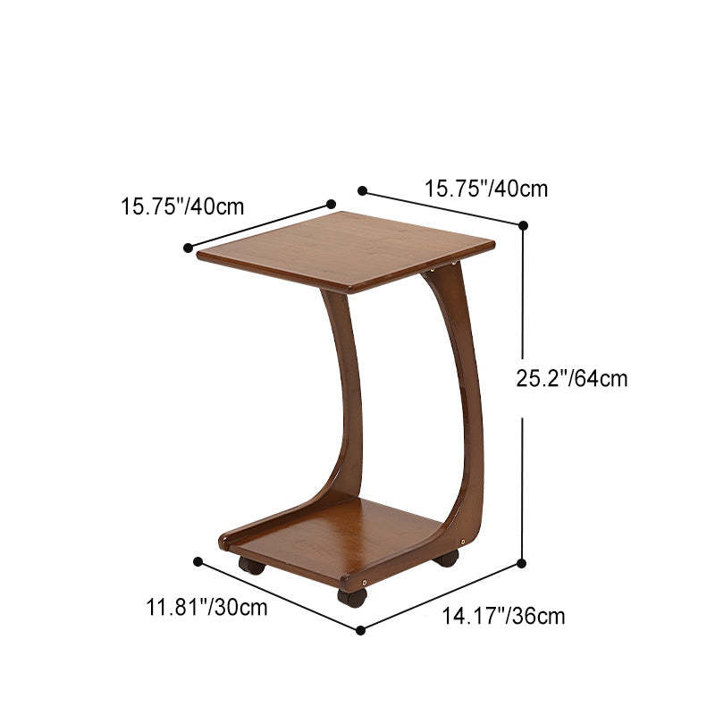 Minimalist C-Shape Bamboo End Table 2-Tier