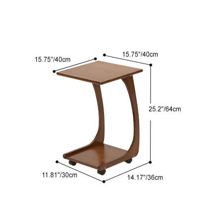 Minimalist C-Shape Bamboo End Table 2-Tier