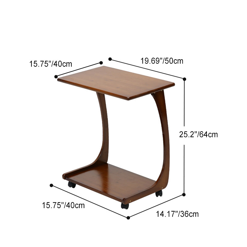 Minimalist C-Shape Bamboo End Table 2-Tier