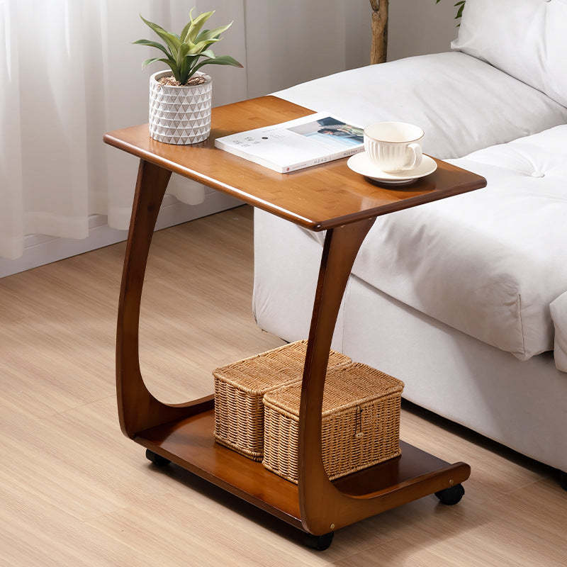 Minimalist C-Shape Bamboo End Table 2-Tier