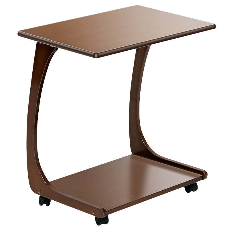 Minimalist C-Shape Bamboo End Table 2-Tier