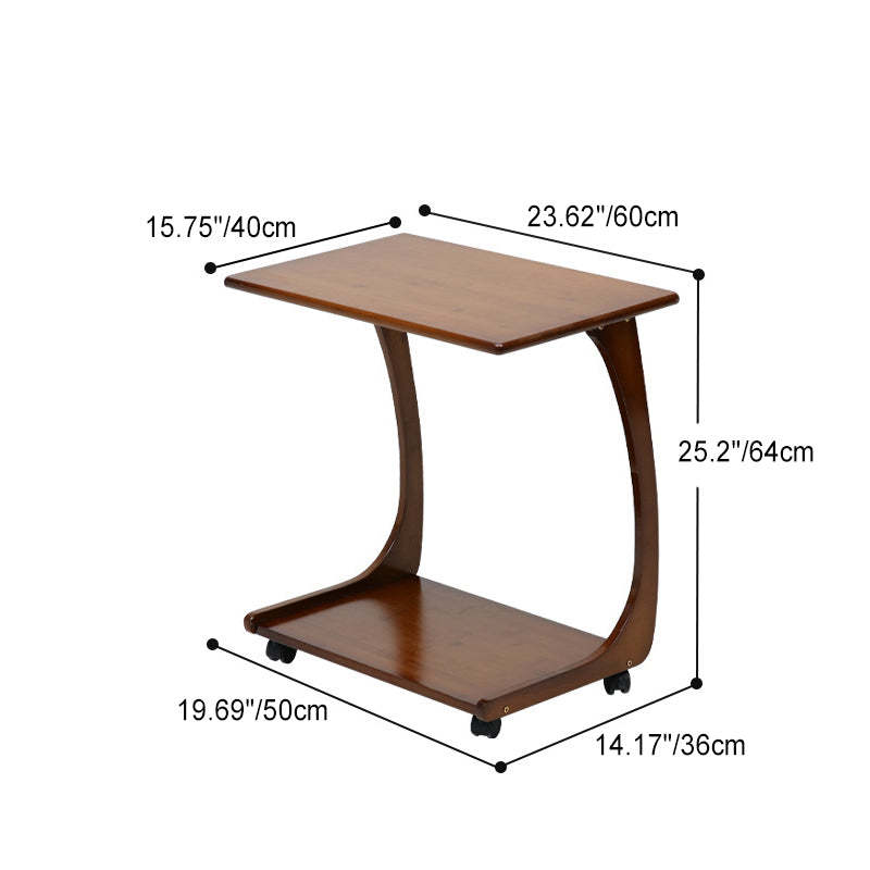 Minimalist C-Shape Bamboo End Table 2-Tier