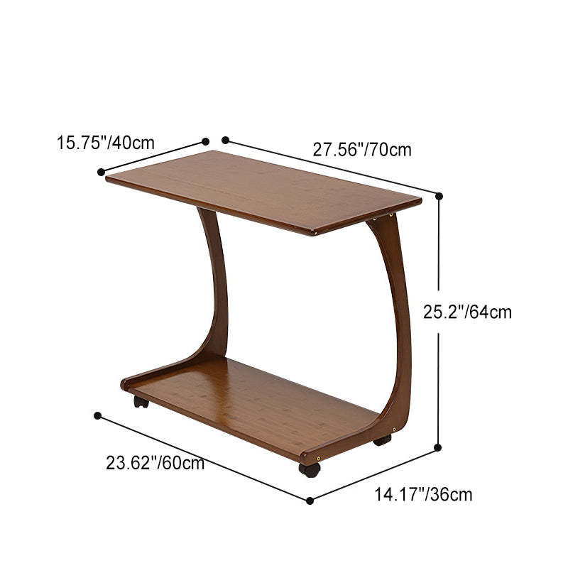 Minimalist C-Shape Bamboo End Table 2-Tier