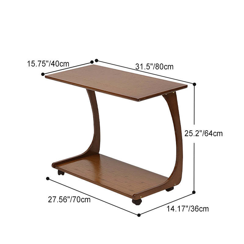 Minimalist C-Shape Bamboo End Table 2-Tier