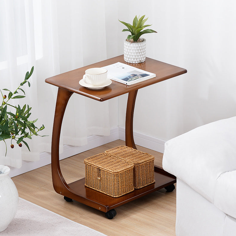 Minimalist C-Shape Bamboo End Table 2-Tier
