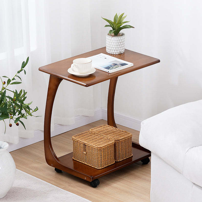 Minimalist C-Shape Bamboo End Table 2-Tier