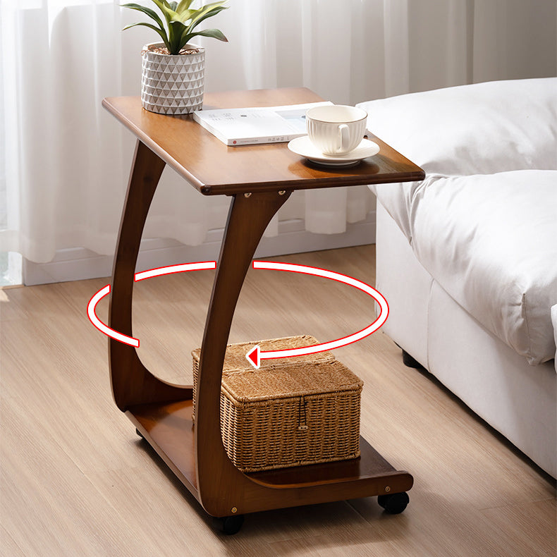 Minimalist C-Shape Bamboo End Table 2-Tier